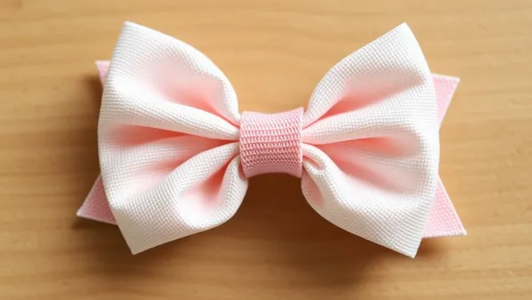 Laços de bebê lisos e estampados feitos à mão em fita pastel sobre superfície clara