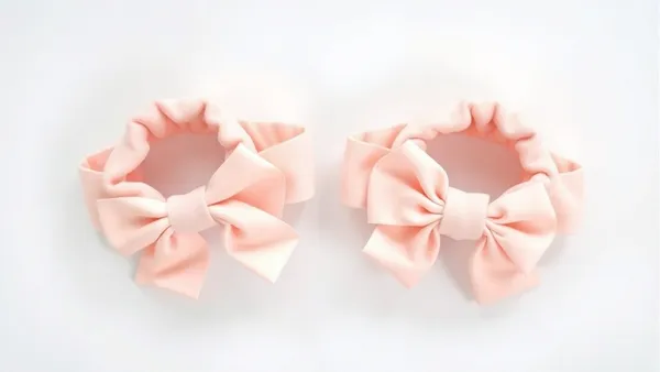 Duas faixas de bebê com laços em tons combinando lado a lado, uma diferente da outra, em still de produto