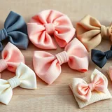 Coleção de laços de bebê artesanais em diferentes tamanhos e cores pastel