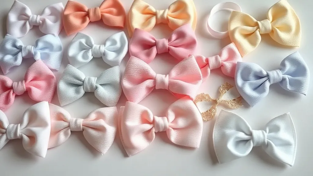 Coleção de laços de bebê feitos à mão em diferentes modelos e tons pastel
