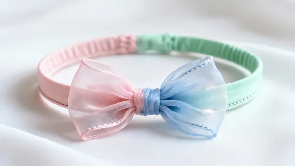 Faixa de organza com laço e forro macio para bebê