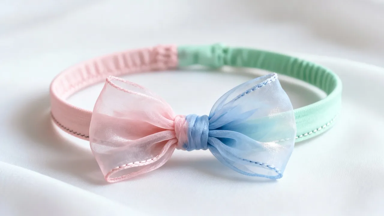 Faixa de organza com laço e forro macio para bebê
