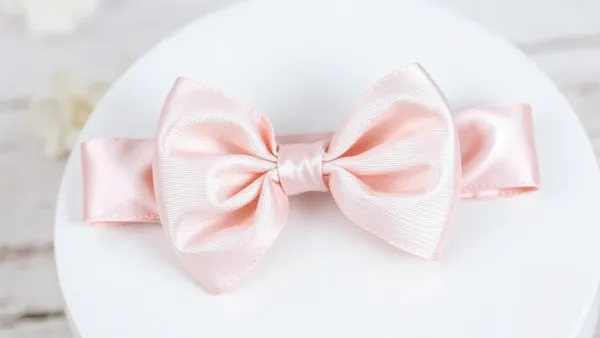 Tiara de meia de seda rosa com laço boutique sobre superfície de madeira clara