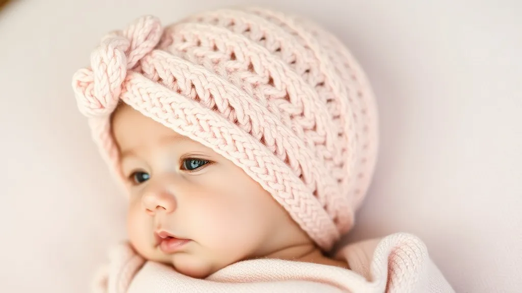 Turbante de malha franzido em tons pastel sobre cabeça de bebê recém-nascida